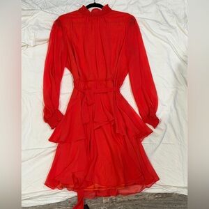 Alex Evenings Red Ruffle Dress